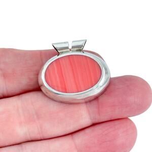 Vintage Sterling Silver 925 Pink Coral Pendant
